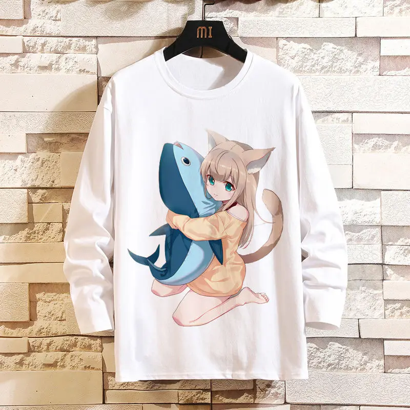 

Anime Game New 40 Original Cat Girl COS Long Sleeve T-Shirt Merchandise Loose Fit Unisex Base Shirt Top Autumn Trend