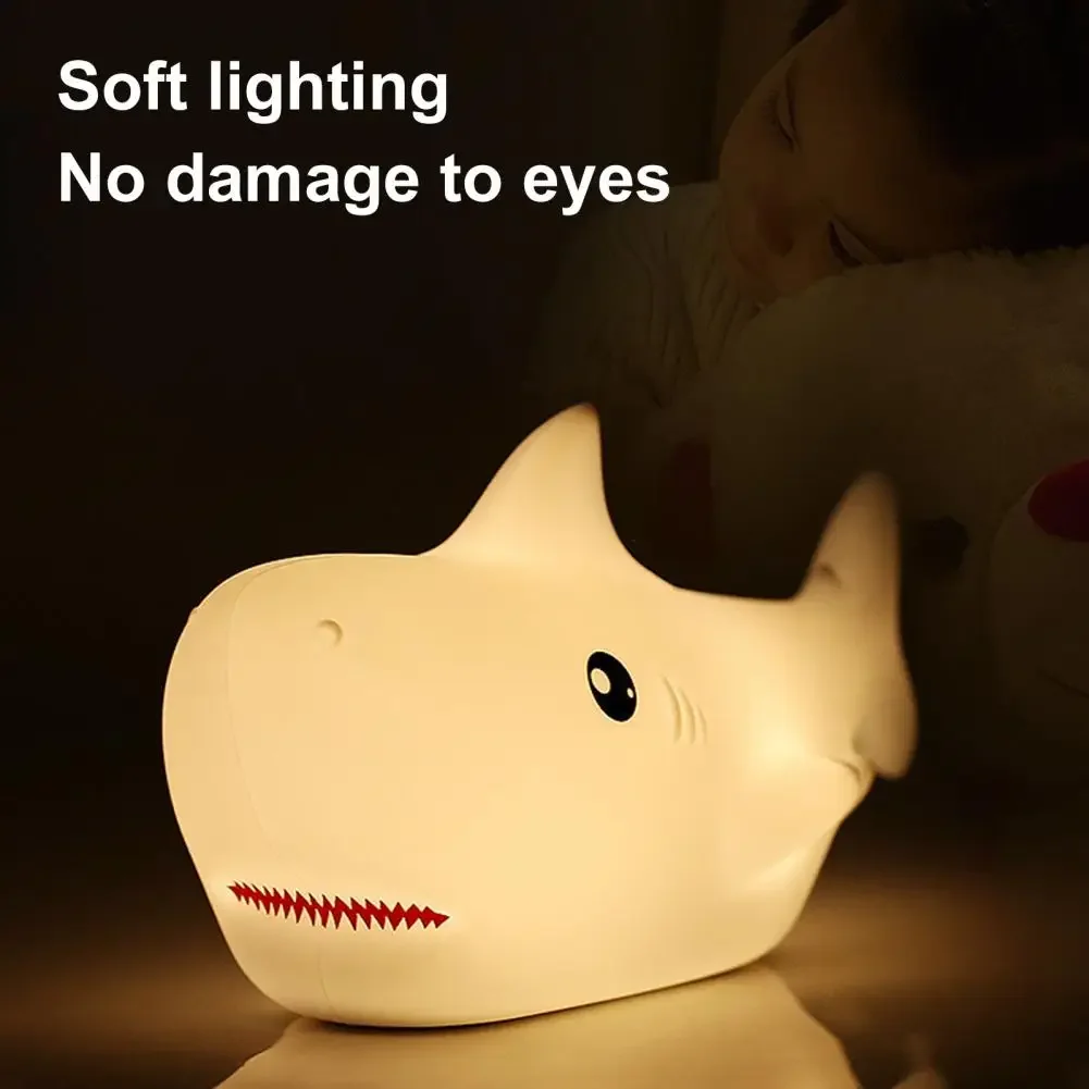 Night Light Adorable Appearance Creative Shape Decorative Lovely Cartoon Shark LED Lamp Bedside Light Decor Shark Night Lamp