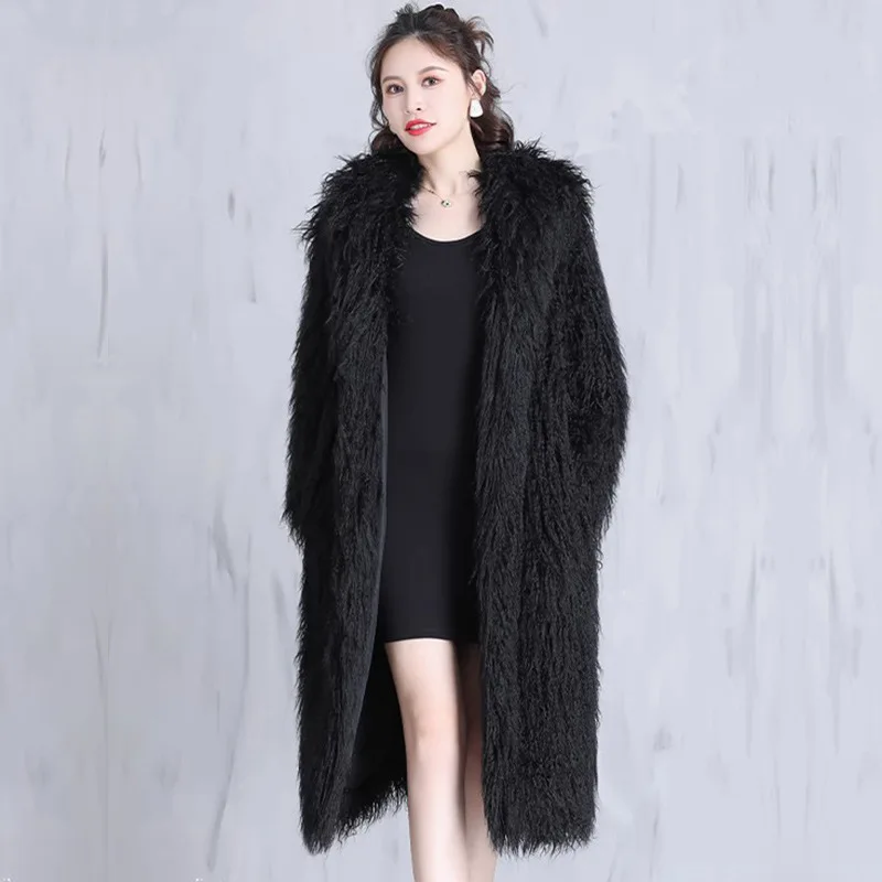 Female Autumn Spring Tops Coat Shawl Faux Fur Hooded Long Sleeves Warm Large Simple Comfort Loose Comfortable Leisure Fashion