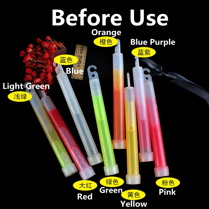 2022 Fashion New 6 pollici Multicolor Glow Stick Chemical Light Stick campeggio decorazione di emergenza Party club forniture fluorescenti