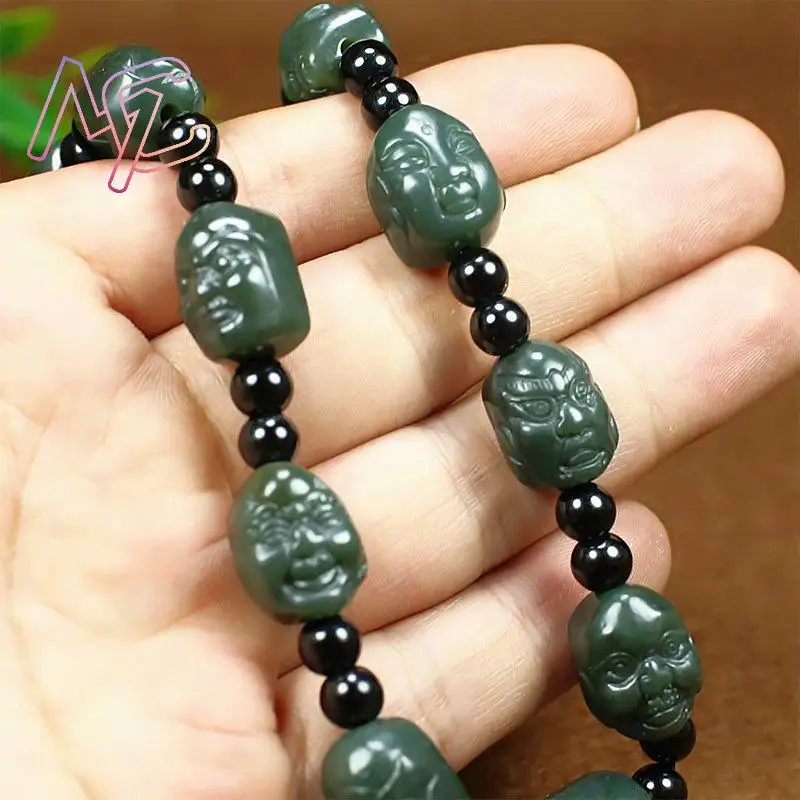 Hetian Jade Eighteen Arhat Necklace Choker Natural Jewelry Amulet Gifts for Women Men Luxury Real Nephrite Stone Gemstone