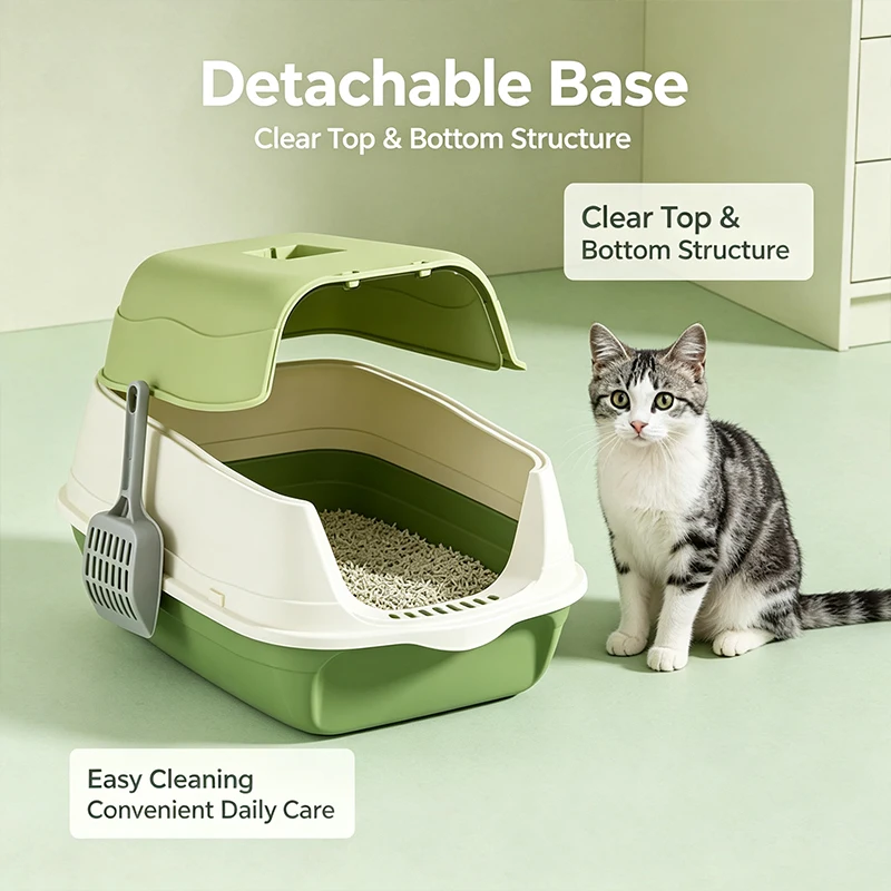 Cat Litter Box Fully Enclosed Extra-Large Semi-Enclosed Odor-Resistant Anti-Splash Anti-Sand Cat Toilet Cleaning Pets Supplies