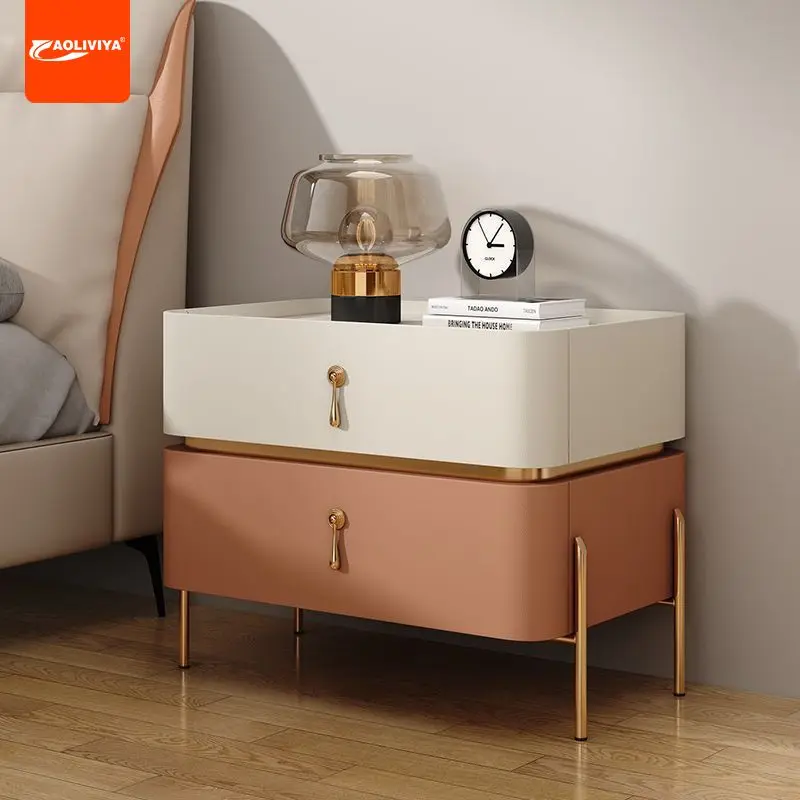 Aoliviya Bedside Table 2023 New Complete High-Grade Bedside Table Light Luxury and Simplicity Modern Solid Wood Bedside Cabinet