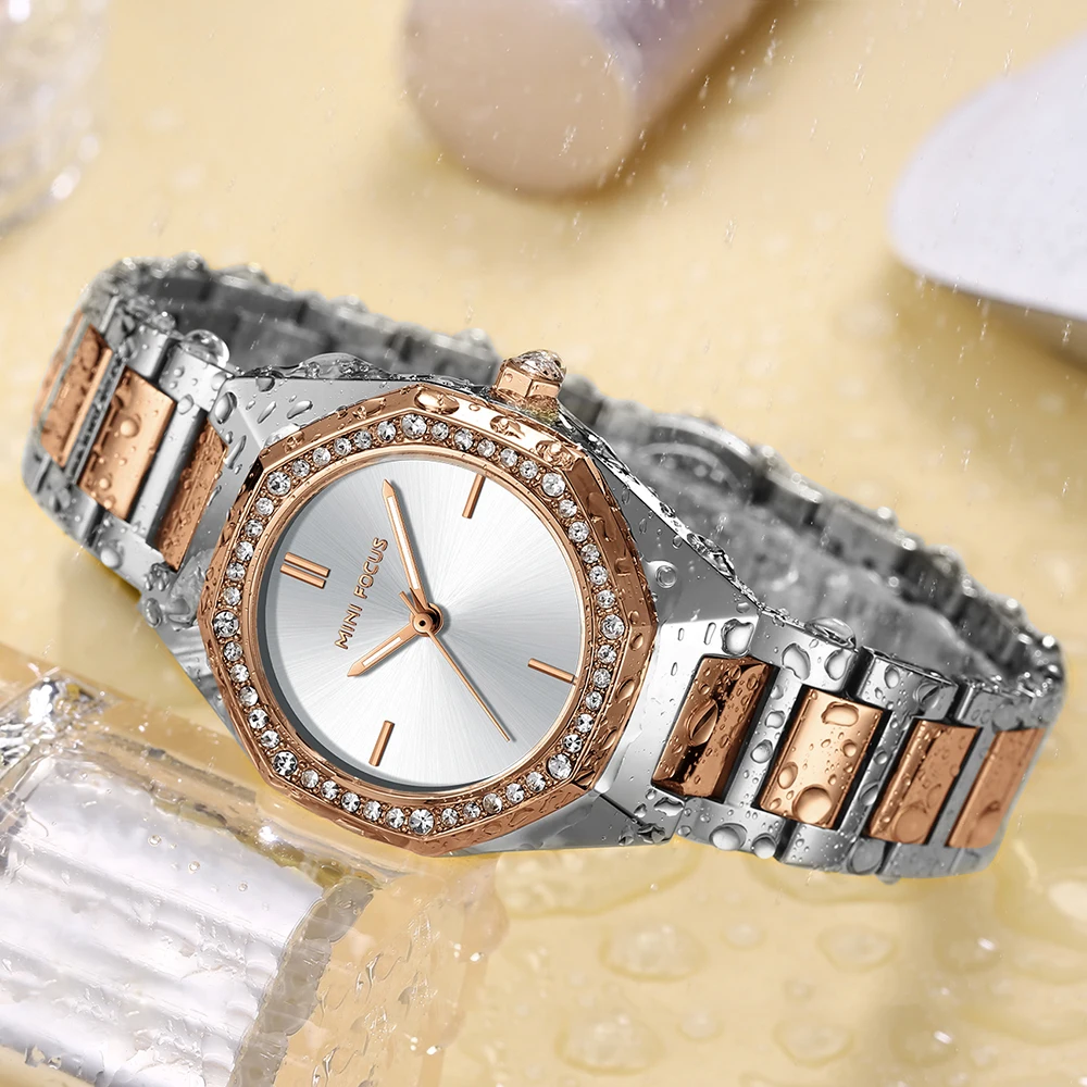 MINI FOCUS Women's Wristwatch Elegant Luxury Quartz Watch For Women Fashion Waterproof Watches  Stainless Steel Strap 0433L