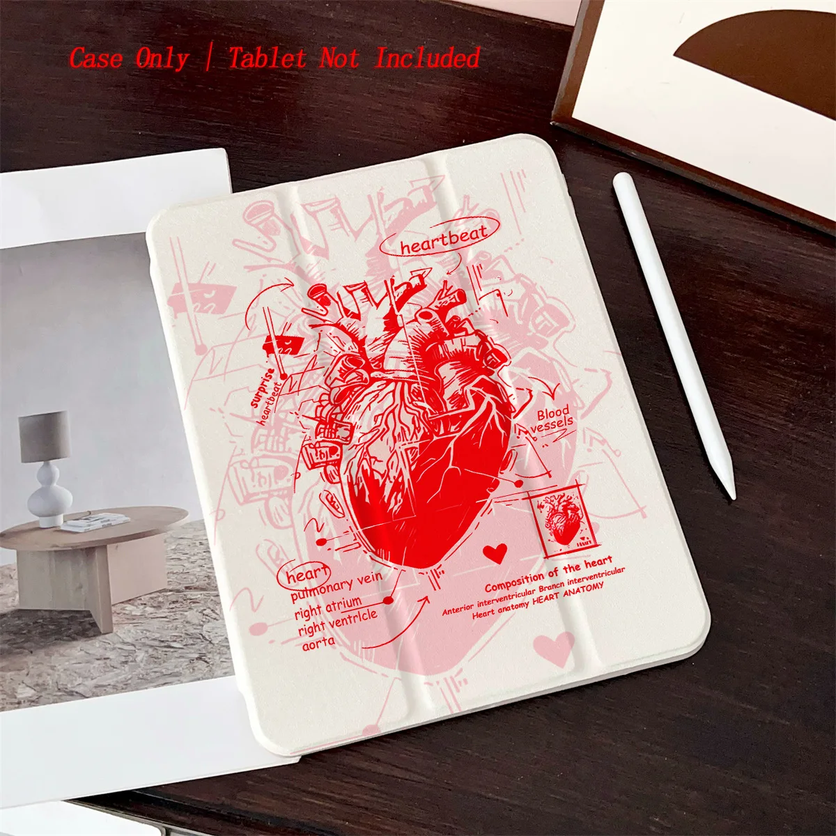 Romantic Red Heart Pattern iPad Cover For Apple iPad 10.2 10.9 Inch Air 3 Pro 11 Mini 6 Shockproof Case
