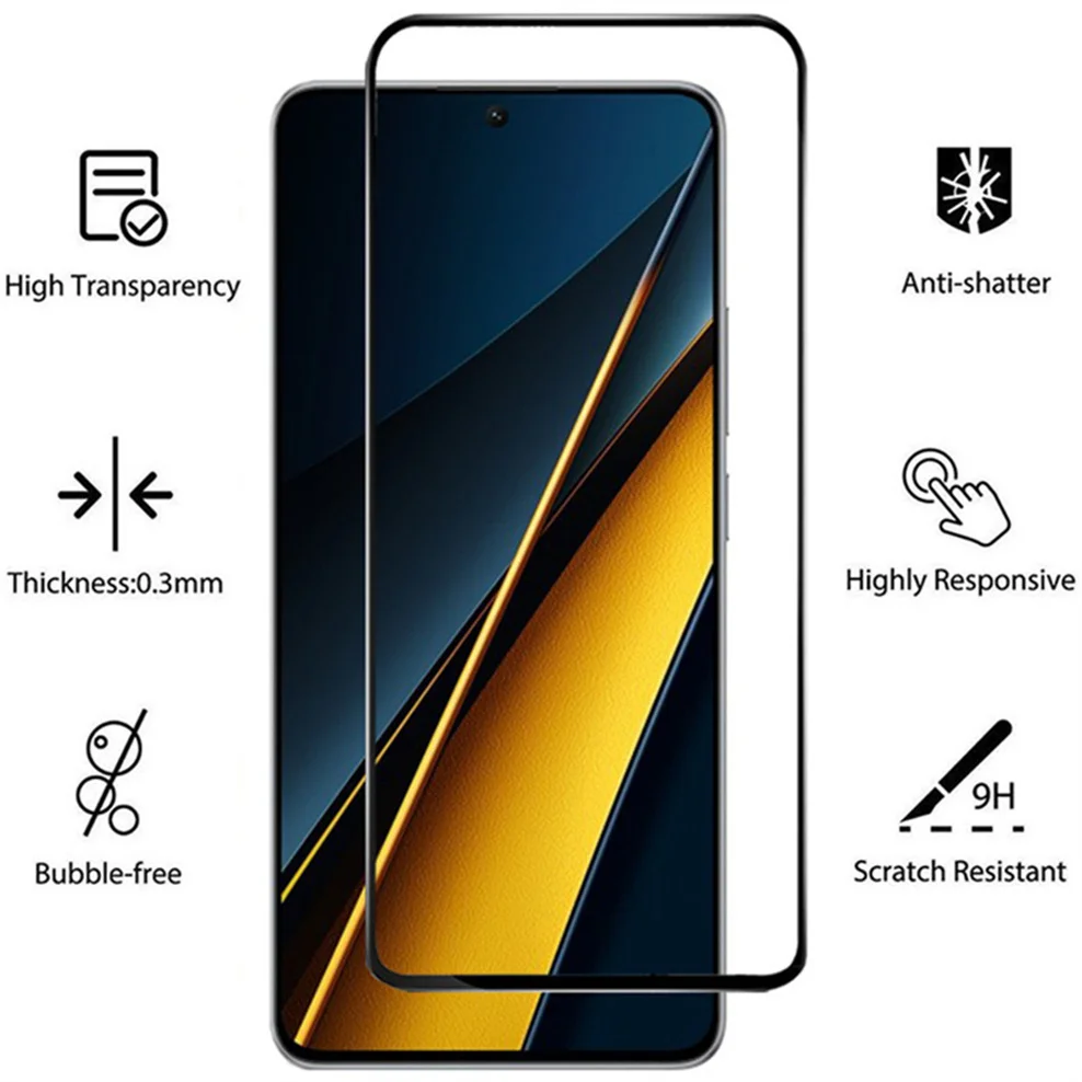 Poco X6 Pro Glass, Screen Protector for Poco X6 5G Tempered Glass Protection Poco X6 Pro Camera Film Poco X 6 Pro Xiaomi Poco X6