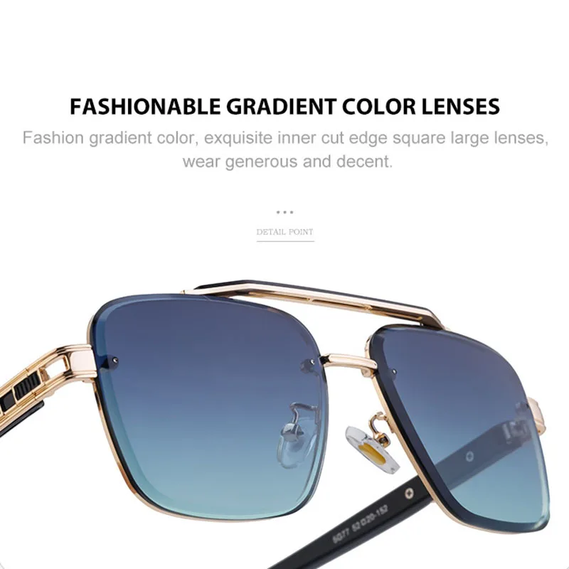 2025 kwadratowe okulary przeciwsłoneczne męskie luksusowe okulary przeciwsłoneczne bez oprawek damskie Vintage modne okulary Gafas De Sol Hombre Lunette De Soleil — zdjęcie 7