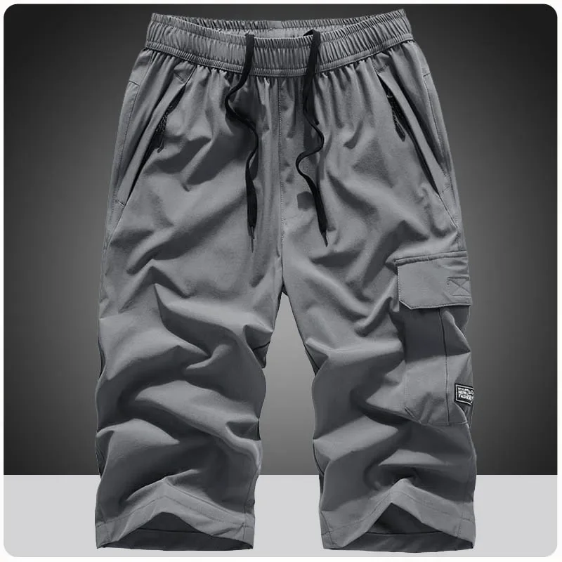 Men\'s Summer Quick Dry 3/4 Pants Lightweight Capri Shorts Hiking Fishing Travel Casual Cargo Shorts Pants Men Gym Shorts 7XL 8XL
