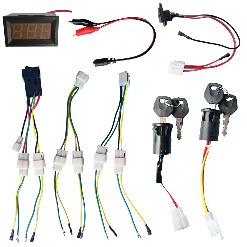 Children's electric ride on toys car charging port, battery cable, motor cable, lock switch, conversion cable, voltmeter parts