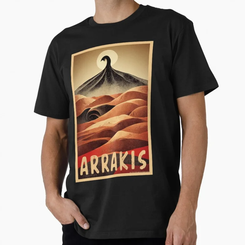 

Arrakis 1104 The Sandworm Vintage Sci fi Gift T shirt for man Large size Tops S-6XL Retro Dune Graphic Print Clothes
