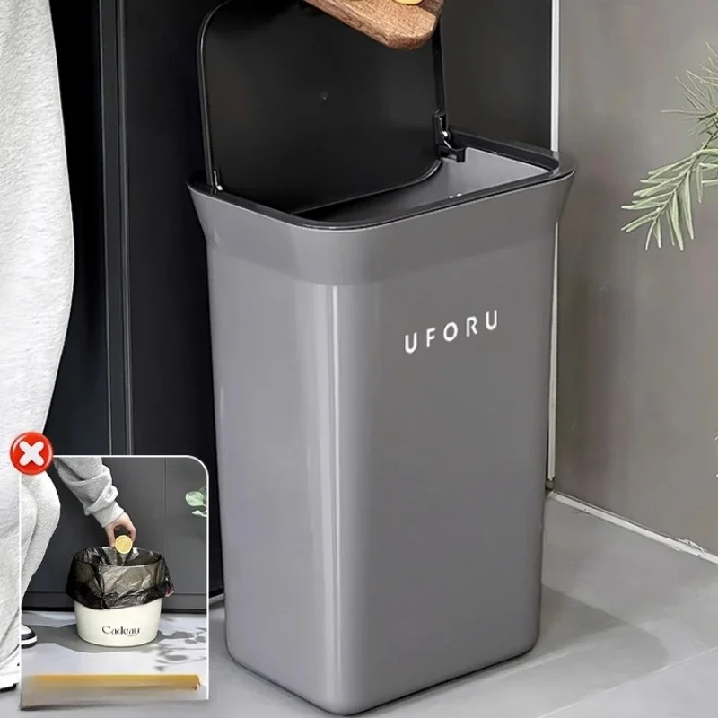 2025 New Large-Mouth Garbage Bin, Kitchen-Specific Large Trash Can, High-End Design with Lid, Easy-To-Clean Large Capacity Bin