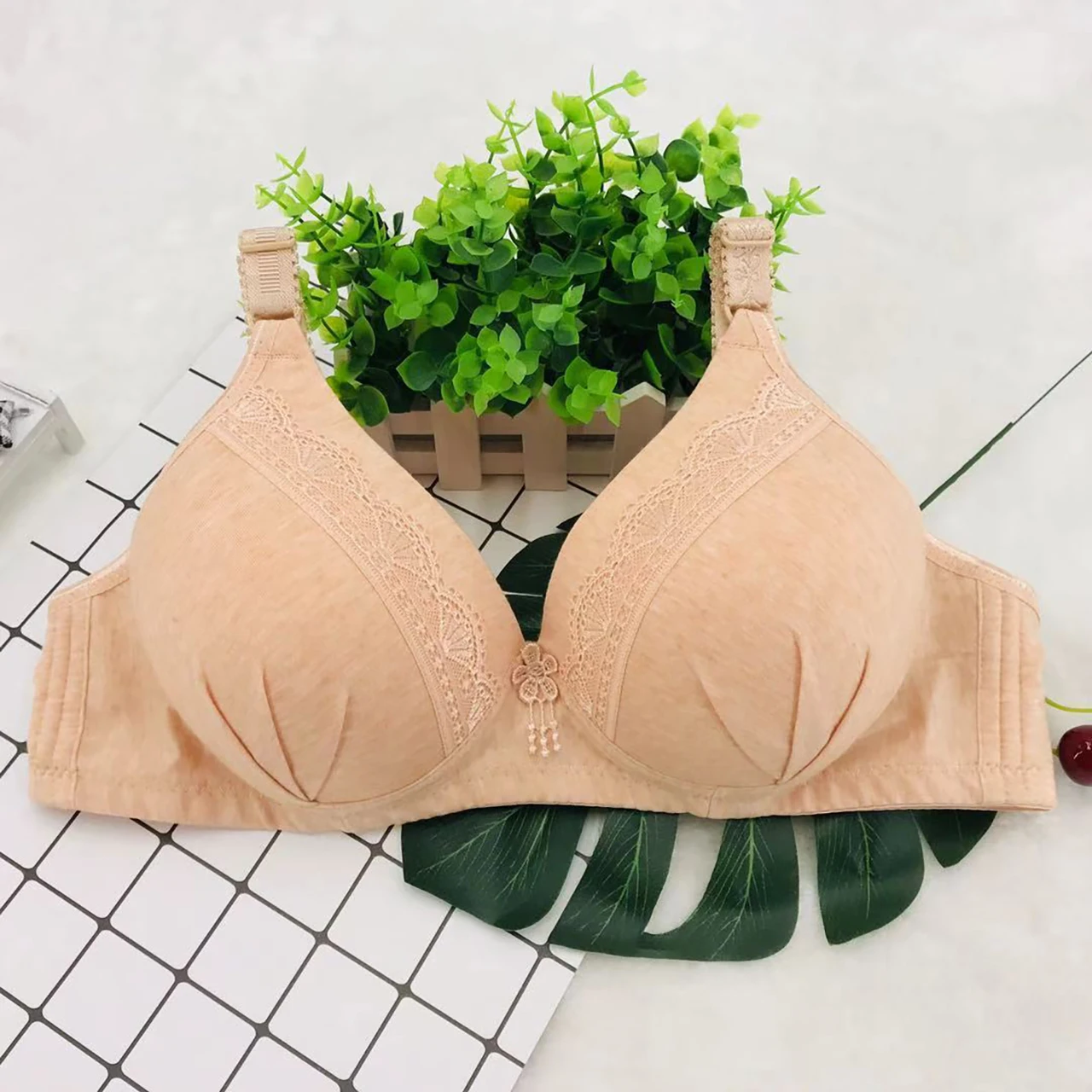 B Cup Comfortable Middle-aged And Elderly People Push Up Underwear Mom Women Sexy Bra Skin-friendly Soft Fit Top Cotton Bralette