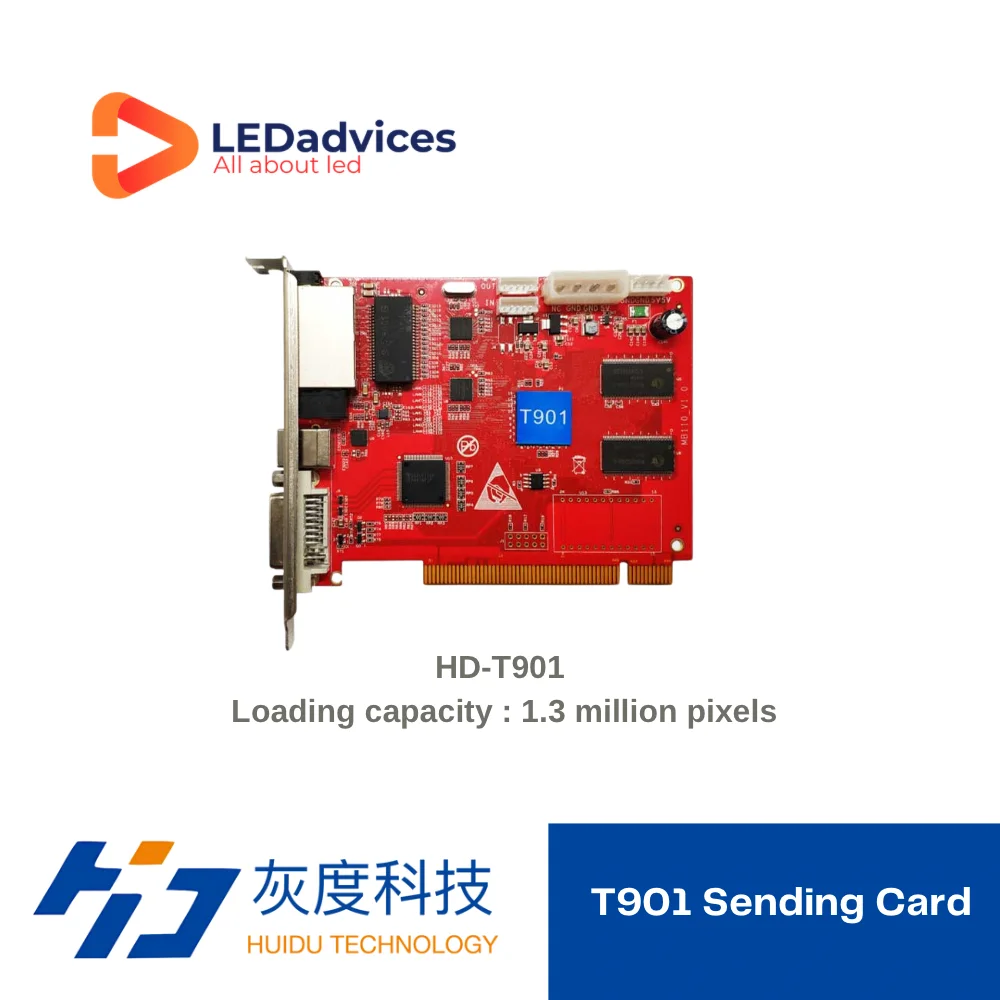 

Huidu T901 HD-T901 Full Color Synchronous Sending Card Support HD-VP210 Video Processor For Fixed LED Display 1.3million Pixels