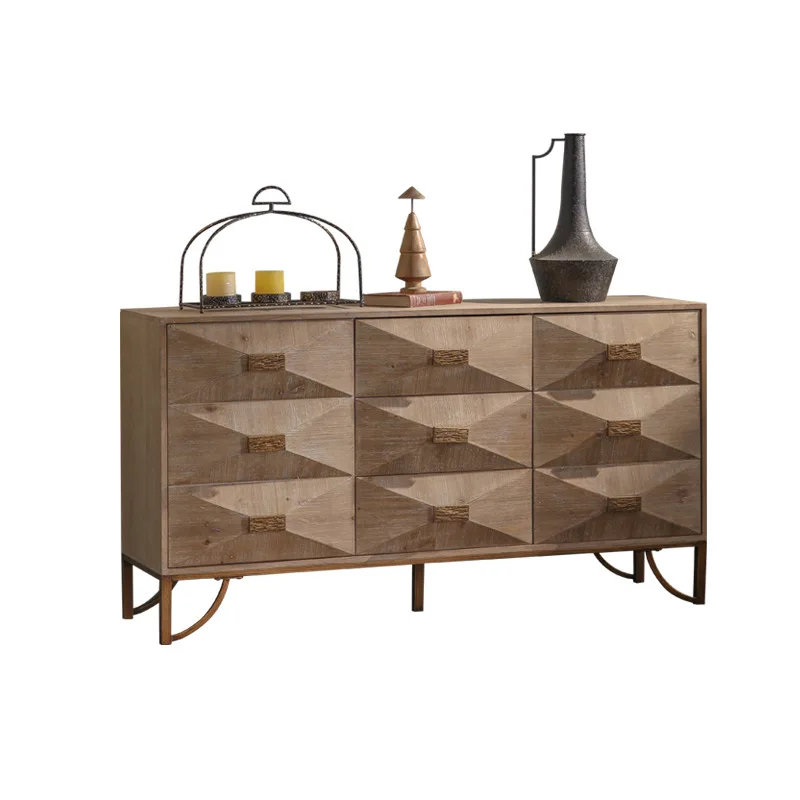 

American retro light luxury wooden dining side cabinet, creative living room entrance cabinet