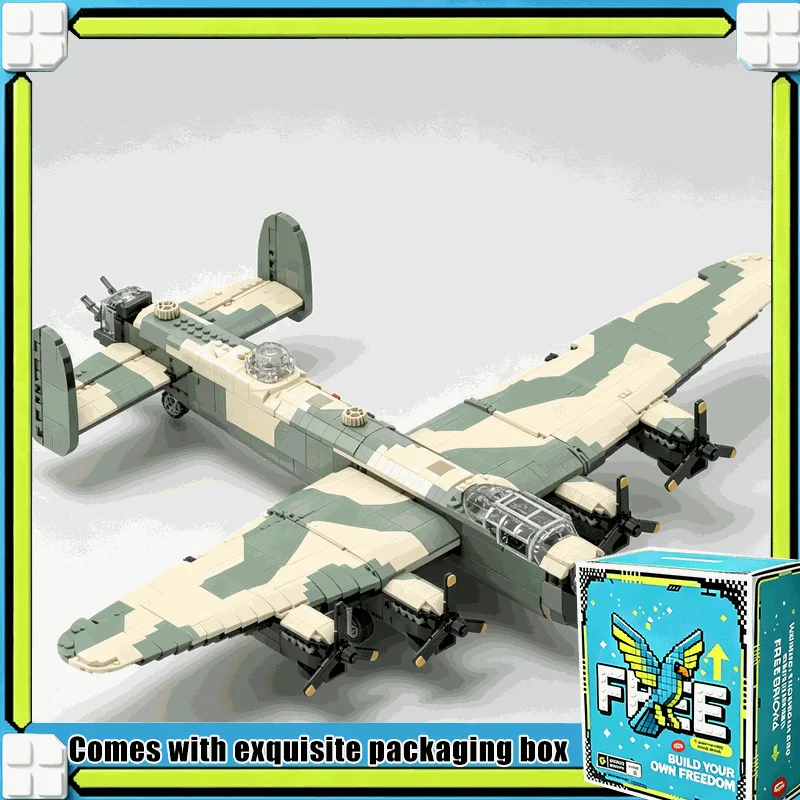 4097PCS Vintage Four Engine Aircraft Model Custom Building Blocks Classic Air Warfare Series DIY Assembly Brick Toy Xmas Gift