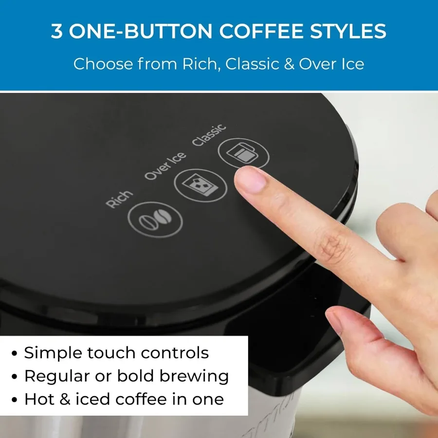 켄모어 싱글 서브 커피 메이커 스테인리스 스틸 여행용 머그 캡슐/포드 분쇄 커피 브루잉 K컵 호환 핫 아이스 커피