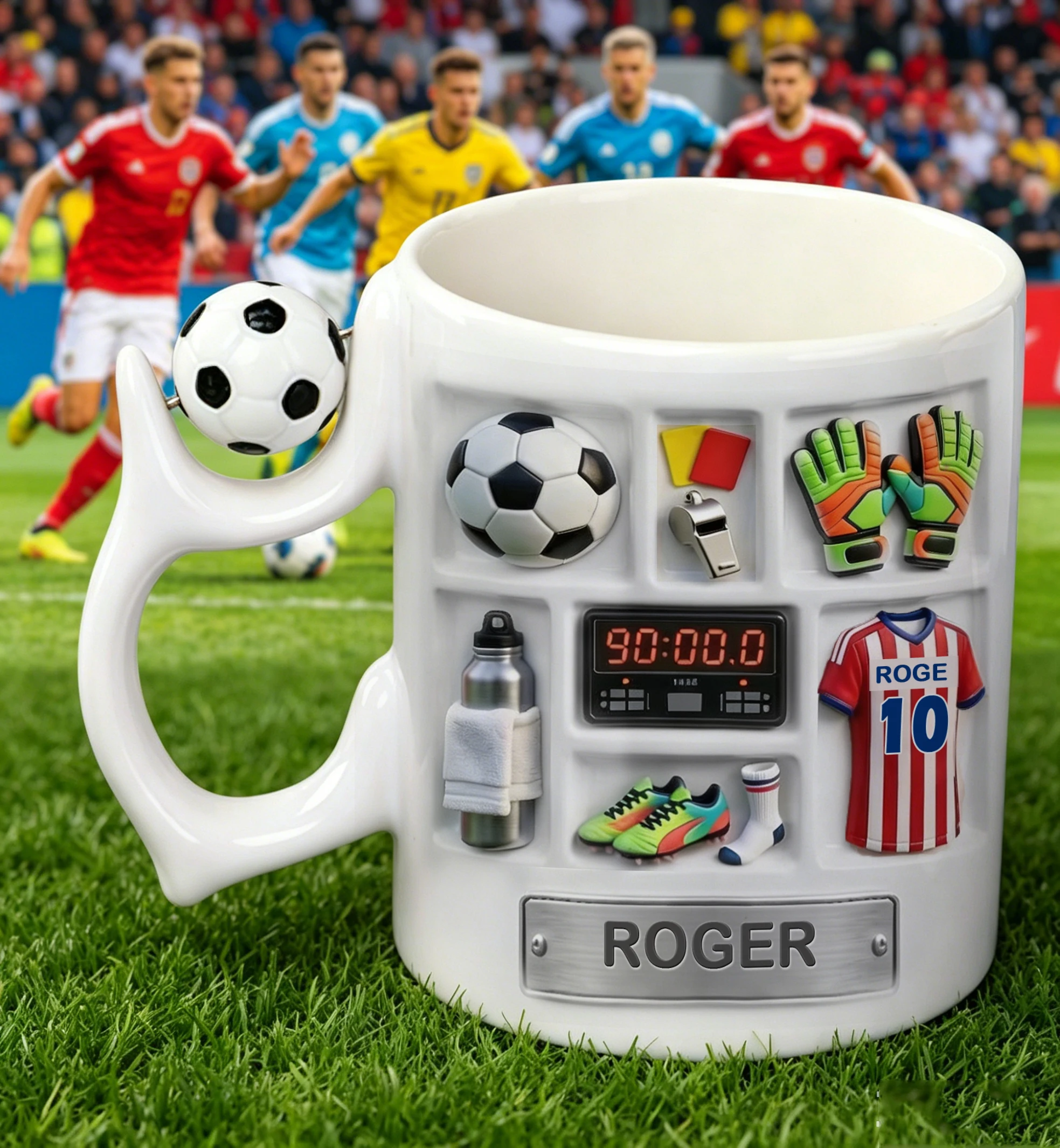 Mug en céramique personnalisé avec nom et numéro de football, souvenir pour les fans de football, tasse à café personnalisée, cadeau