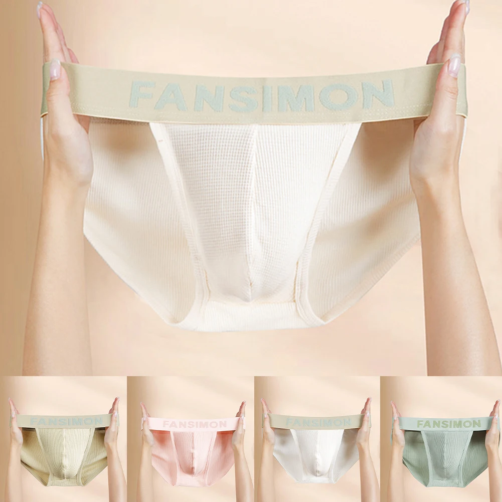 

Men Underwear Solid Cotton Brief Low Rise Sexy Comfortable Breathable Underpants Summer Sweat Absorption Underpants Shorts