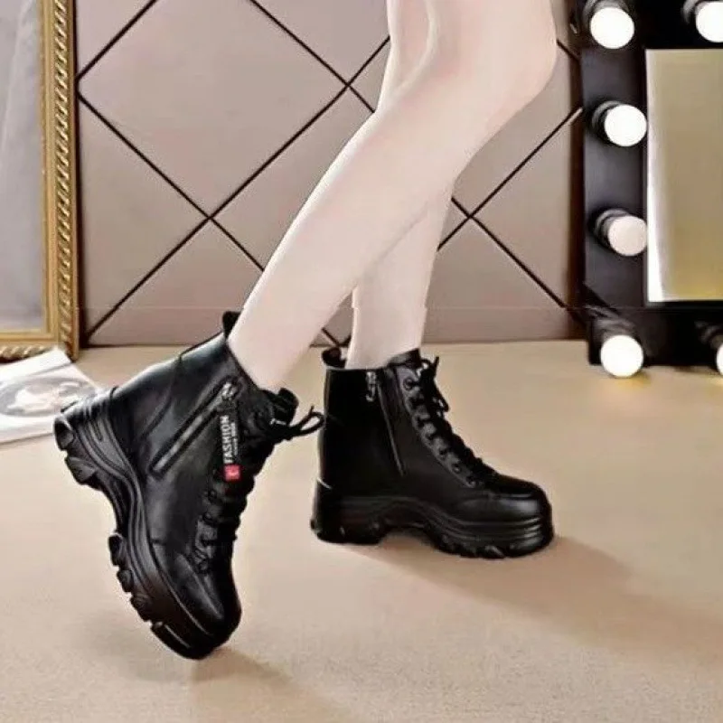 

Short boots 2026 autumn versatile women's shoes with increased height inside British style short boots for women