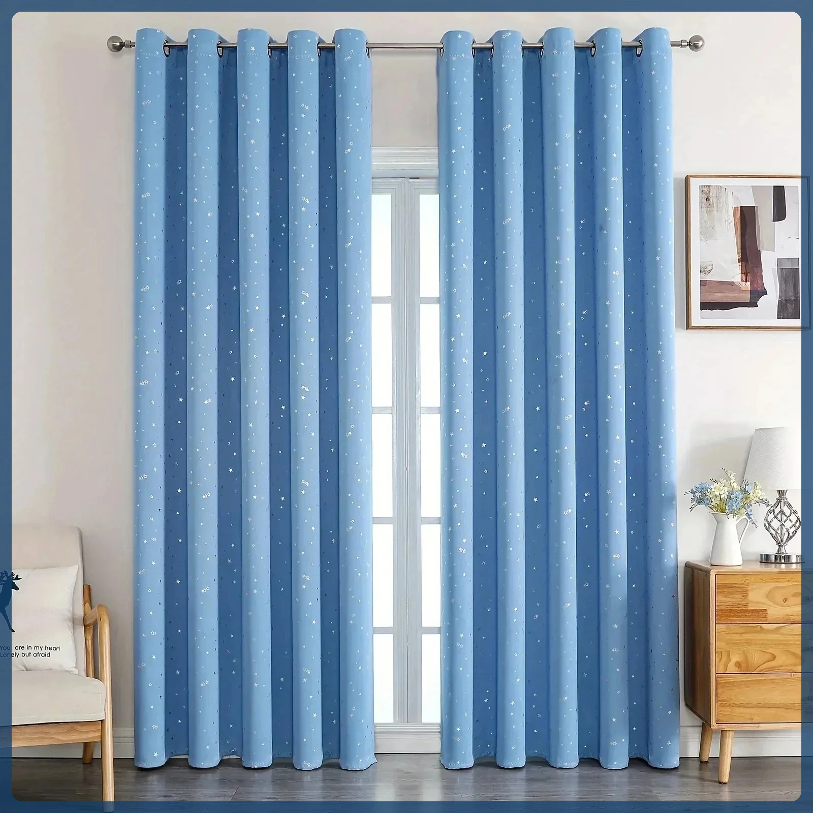 Neue Moderne Little Star Druck Einfarbig Vorhänge 1PC Starry Jacquard Verdunkelungsvorhänge Wohnzimmer Schlafzimmer