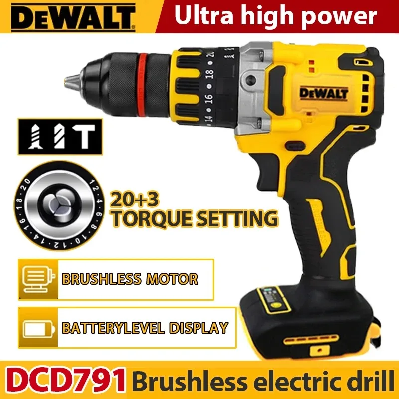 Dewalt-DCD791 Motor sem escova com bateria Li-ion, 13mm Chuck