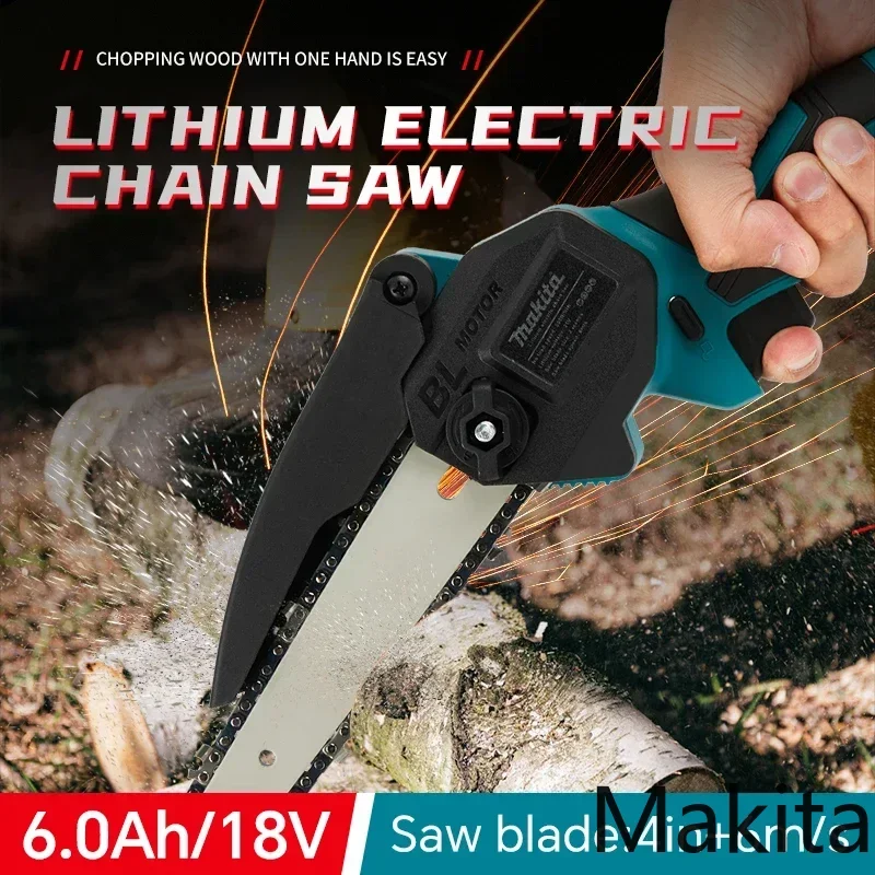 

Makita перезаряжаемая мощная лесозаготовительная пила с литиевой батареей, бытовая маленькая ручная электрическая цепная пила, многофункциональная уличная el