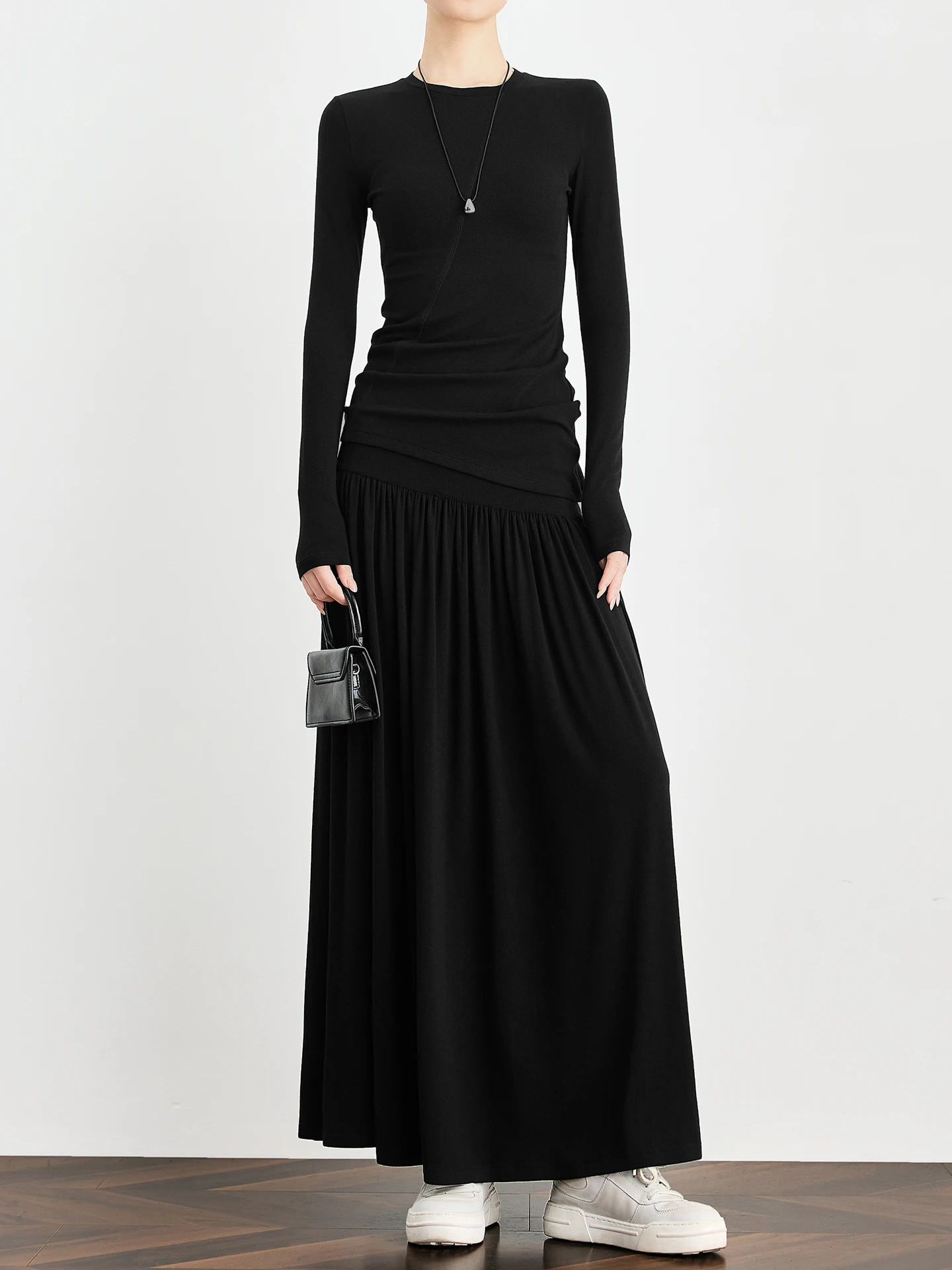 

TUMPUS Асимметричная вязаная шерстяная юбка женская, весенняя модная модель, стройнящая, расклешенная, с высокой талией, А-силуэт