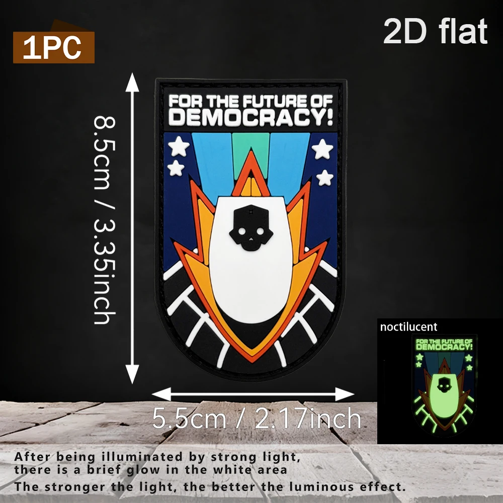 Specifications Available: 1Pc/2Pcs/3Pcs 2D Irregular Shield-Shaped Skull English Pvc Rubber Velcro Patch with Luminous Effect, Includes Adhesive Backing, 3D Embossed White Text, High-Gloss Area, Strong Glow-In-The-Dark Effect, Multi-Color Contrasting Layered Design, Waterproof, Wear-Resistant, Non-Fading, Suitable for Tactical Vests, Work Backpacks, Functional Military Fan Decoration Patches