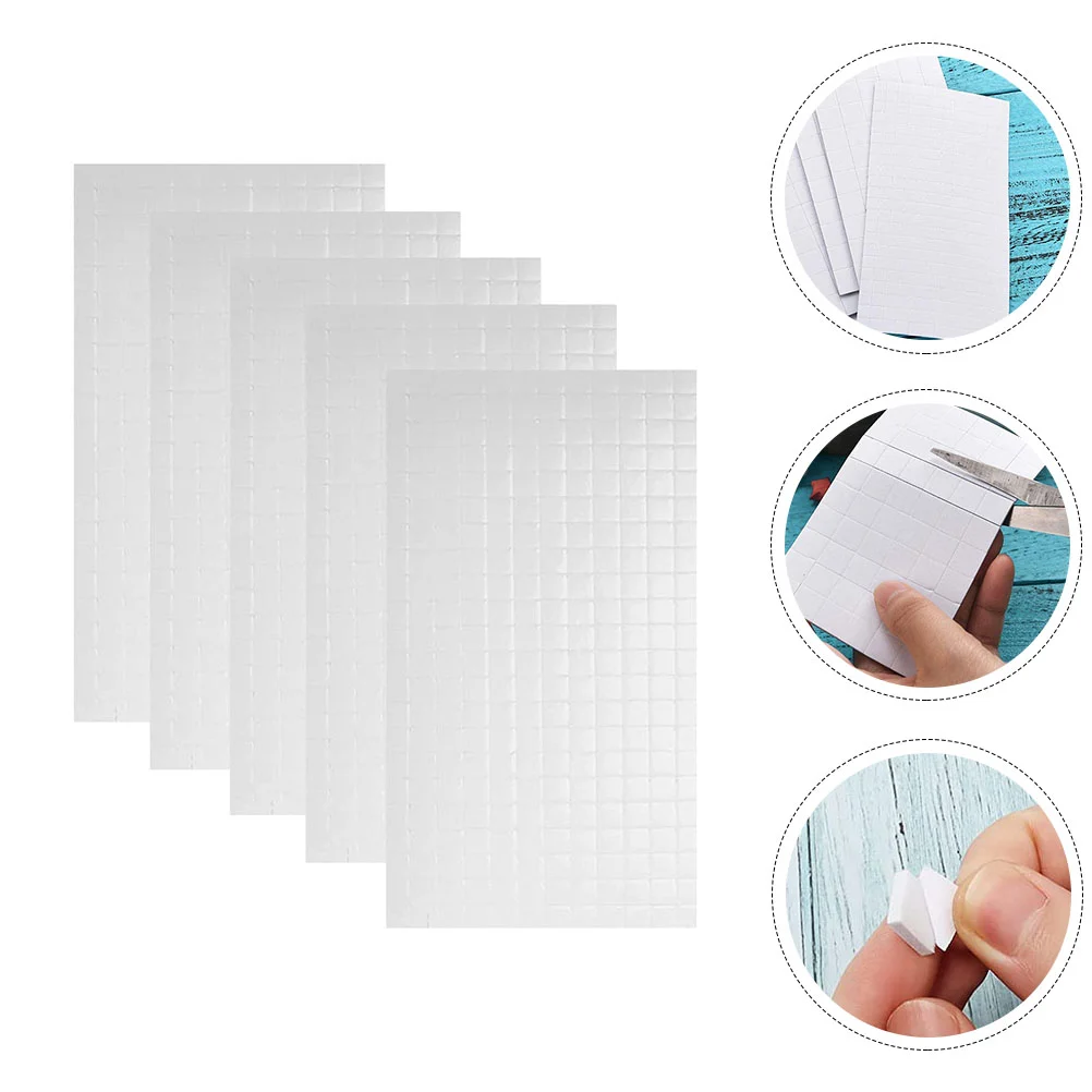 

5 Sheets Foam Square Stand Mounts Adhesive Craft Nail Tape Squares for Crafts Glue Double Sided Pad Dots