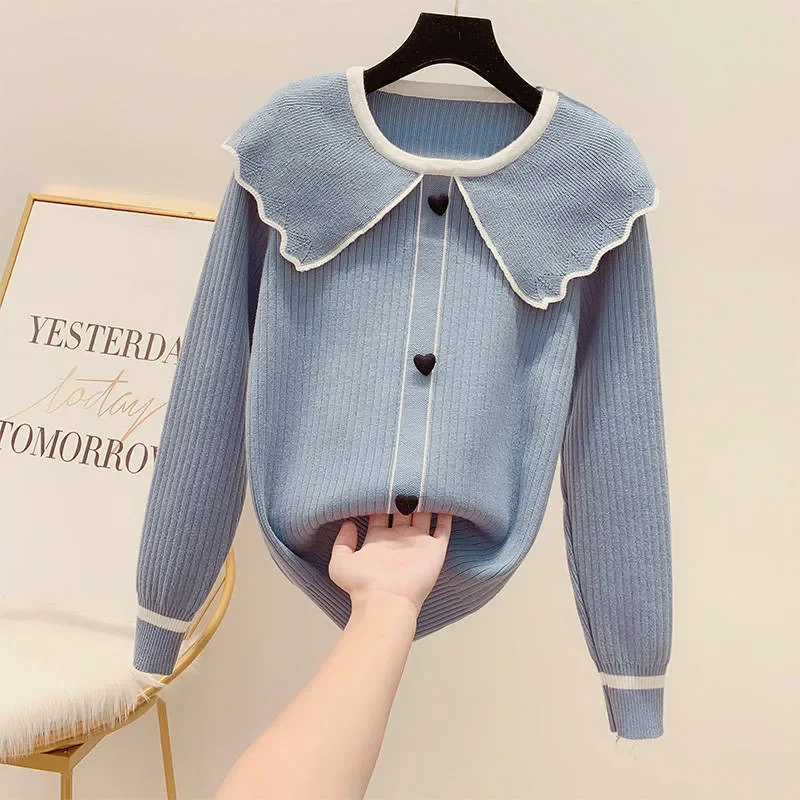 2023 Frauen Süßigkeiten Farben Pullover kawaii süße Mode Herbst Winter O-Ausschnitt Pullover Langarm lässig Pullover Strick oberteile Mädchen