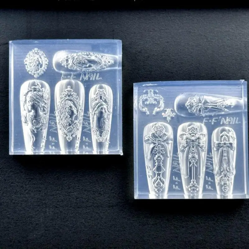 

European Style Avatar Photo Frame 3D Silicone Nail Mold DIY Bow Design Transparent Manicure Template Nail Art Decoration Tool