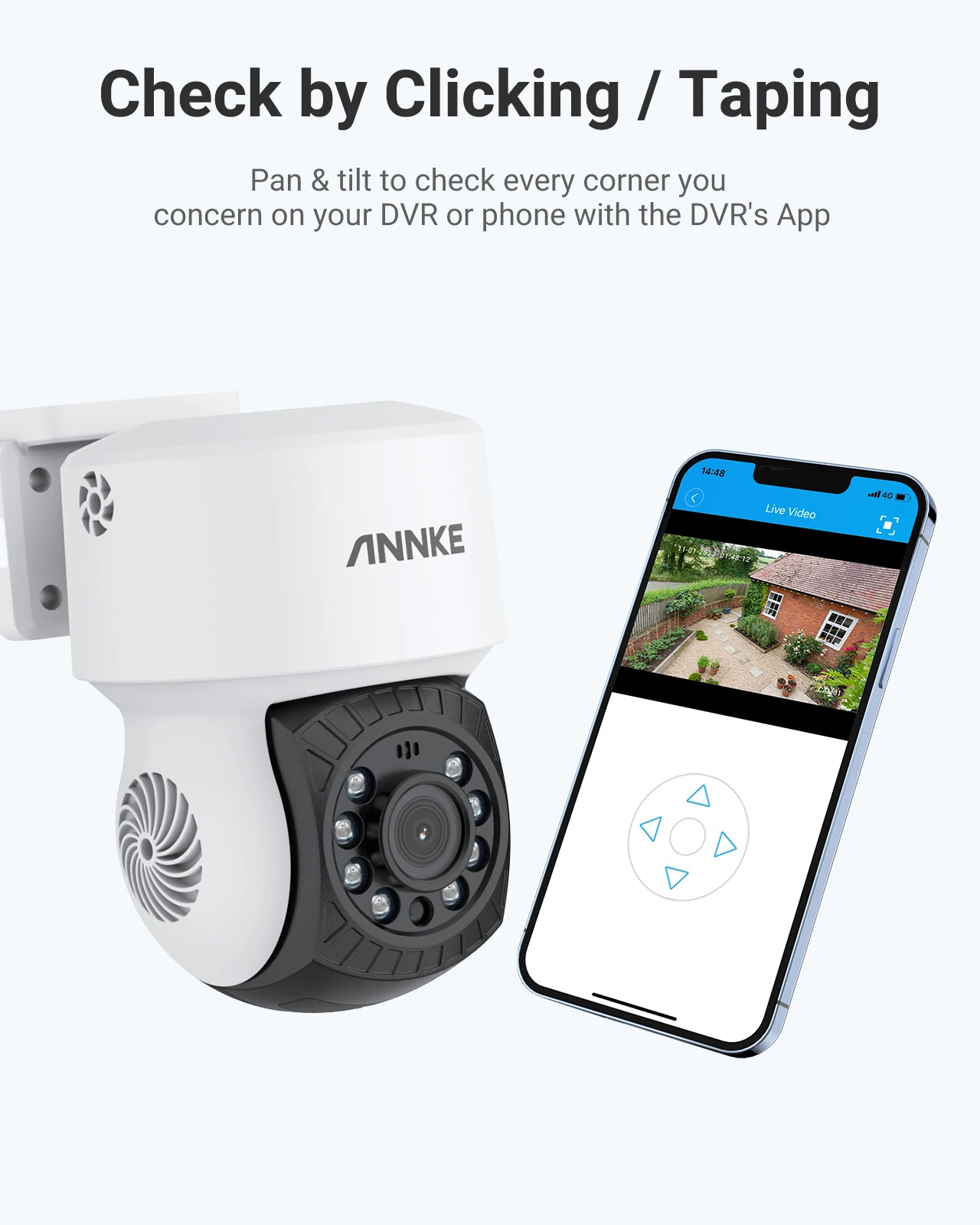 ANNKE 1080P HD Wired CCTV bullet PT Camera Night Vision with Auto IR-Cut IP65 Weatherproof Digital WDR 2MP Security Cameras