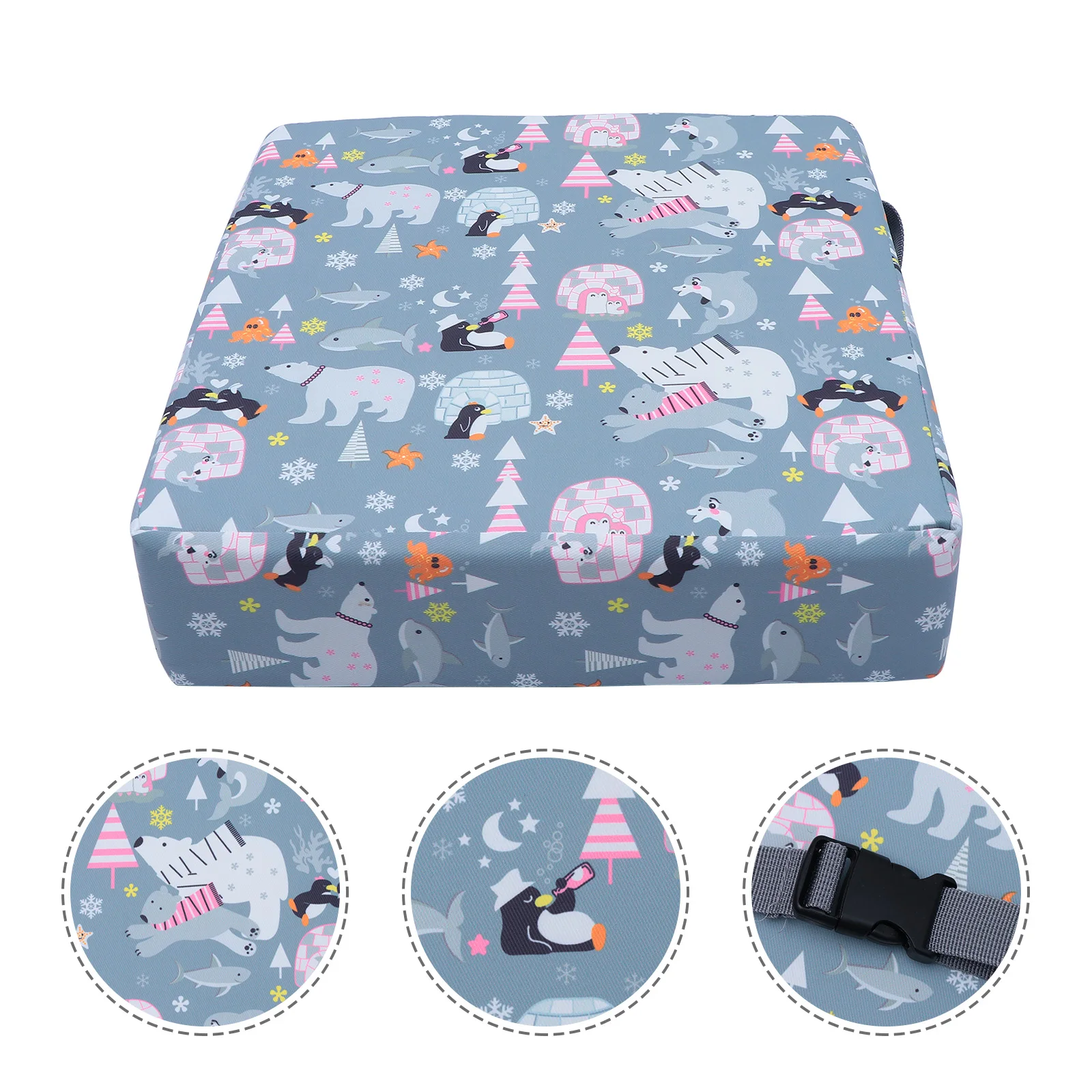 

Children Dinning Cushion Heightening Chair Pad Removable Washable Baby Travel Simple Grey Comfortable Booster Seat Easy Clean