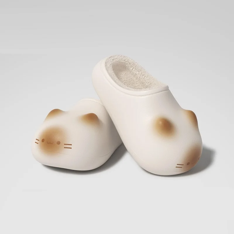 

Ins hot waterproof cats slippers for women winter Eva light home shoes woman furry mules kitty slipper ladies warm backless shoe