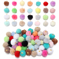20pcs/lot Multicolor Plush Fur Covered Ball Pompom Beads Pendant for Making Necklace Earring Bracelet Jewelry Accessories