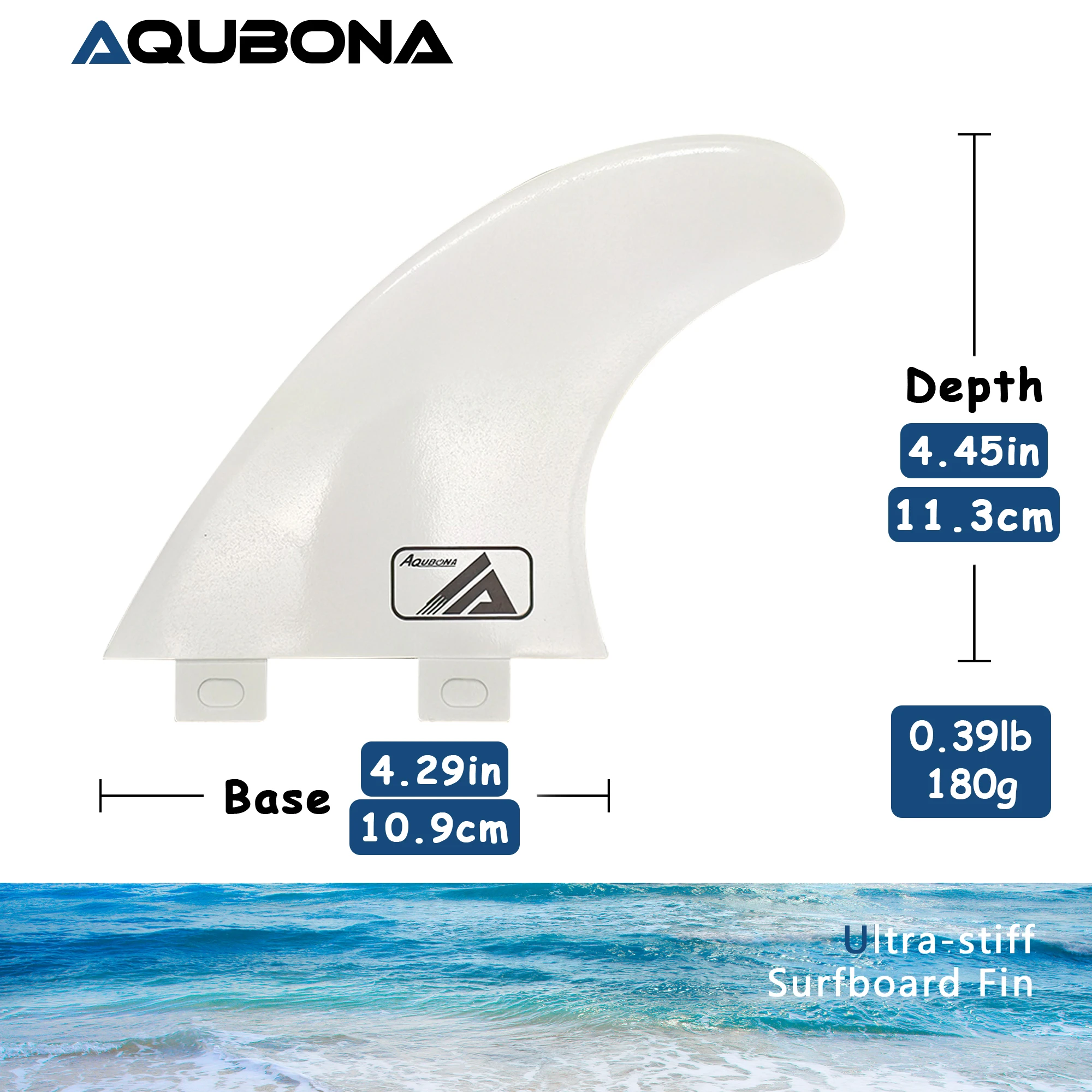 AQUBONA Surf Fin Single Tab & Twin Tabs Fins für Longboard Surfboard Paddleboard Thruster Set 437 Style – Detail 10