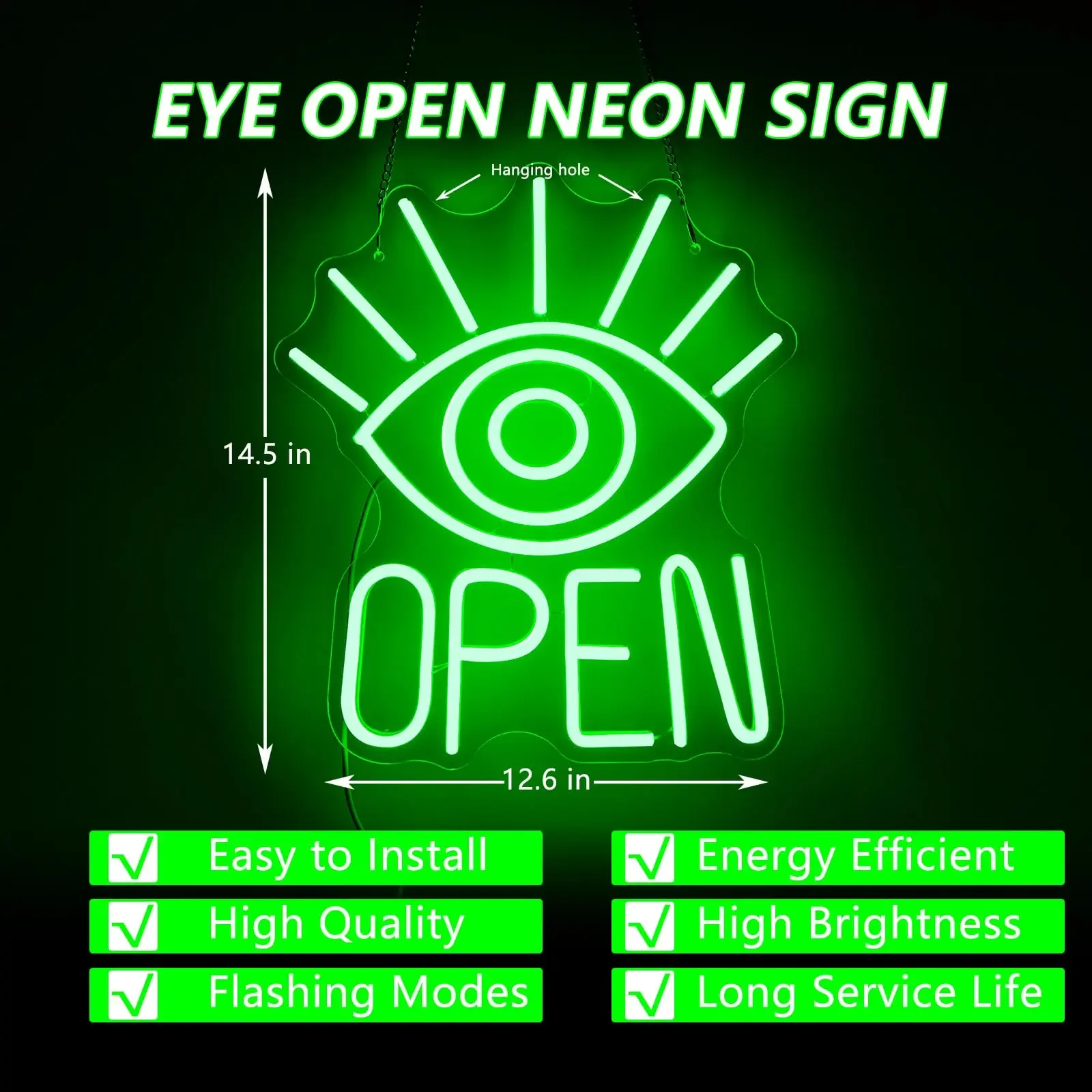 Evil Eyes Open Neon Sign Business Sign Bar Pub Restaurant Studio for Wall Decor, Neon Signs Led Light for Man Cave Signs