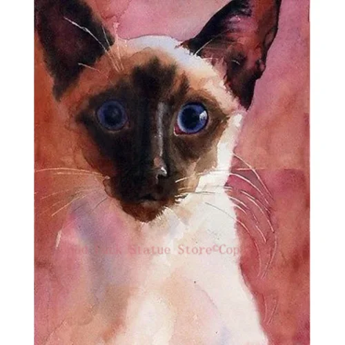 Siamese Cat art canvas painting- TOP art oil painting--24 inch art painting # TOP animal Decor OIL ON CANVAS