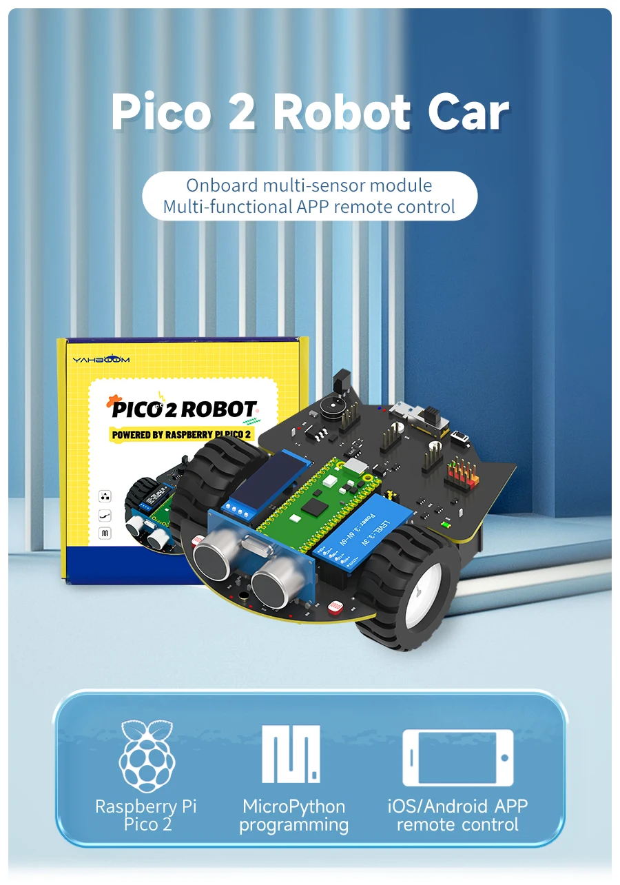 Yahboom Raspberry Pi Pico2 Roboter Auto Diy Elektronische Kit Codierung Roboter Kit Unterstützung MicroPython Programmierung APP Infrarot Steuerung – Detail 1