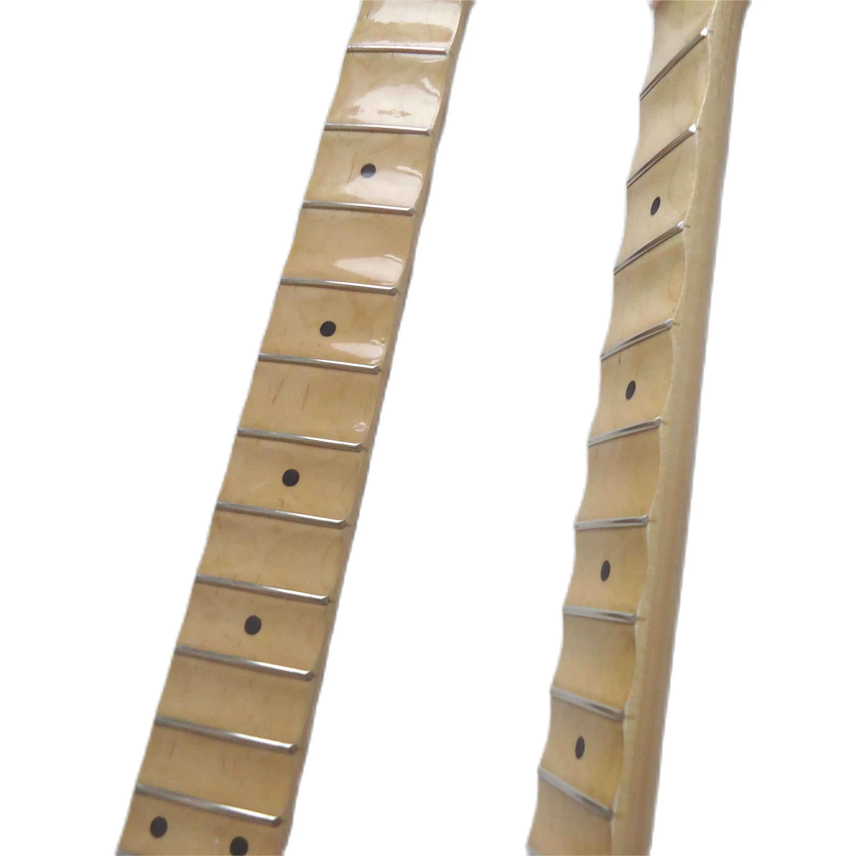 22-Fret ST Style Electric Guitar Neck Classic Black Dots Inlay Canadian Maple Wood Color(1pc, Free Logo Service)