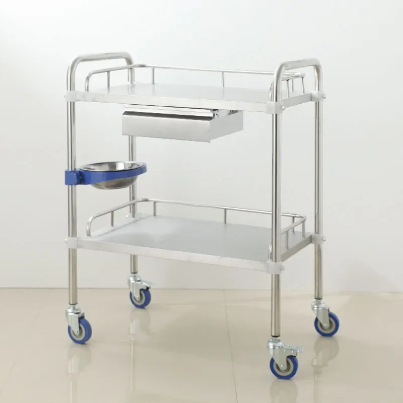 Nordic Stainless Steel Salon Trolley Barber Shop Medical Tool Trolley Minimalist Salon Furniture Hospital Mobile Storage Trolley