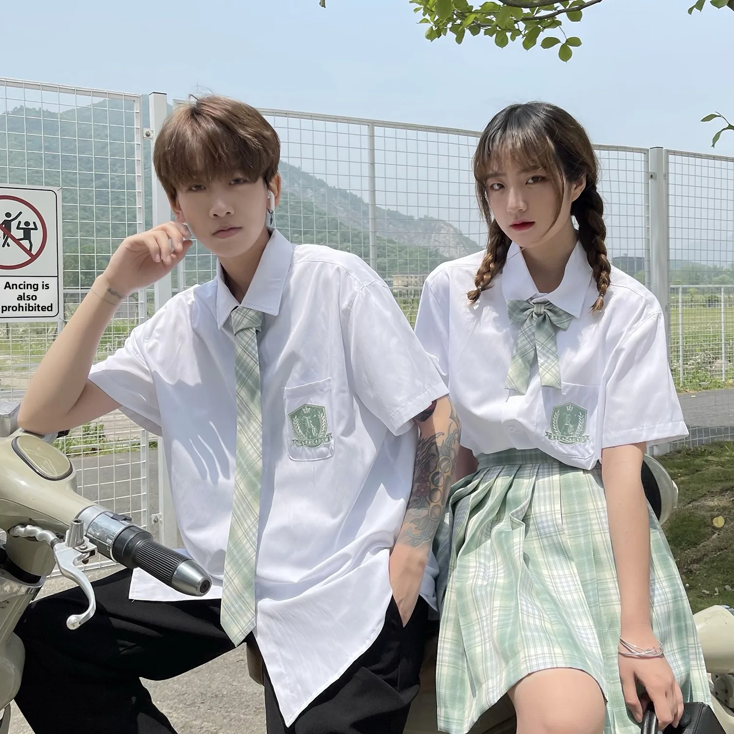 

Summer Short Sleeve JK Uniform Male Shirt Youth Trendy Loose Fit School Uniform Set Couple Outfit Dk Style Salt Series