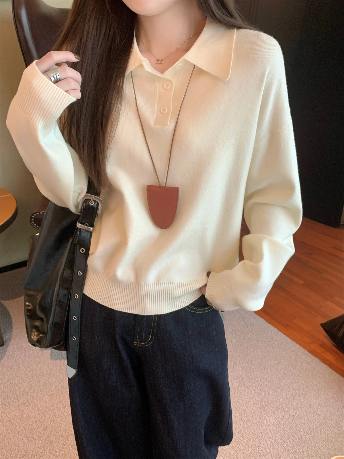 

Простые базовые модные уличные женские пуловеры, осенние новые однотонные повседневные свободные женские пуловеры, корейский шикарный вязаный топ, женский