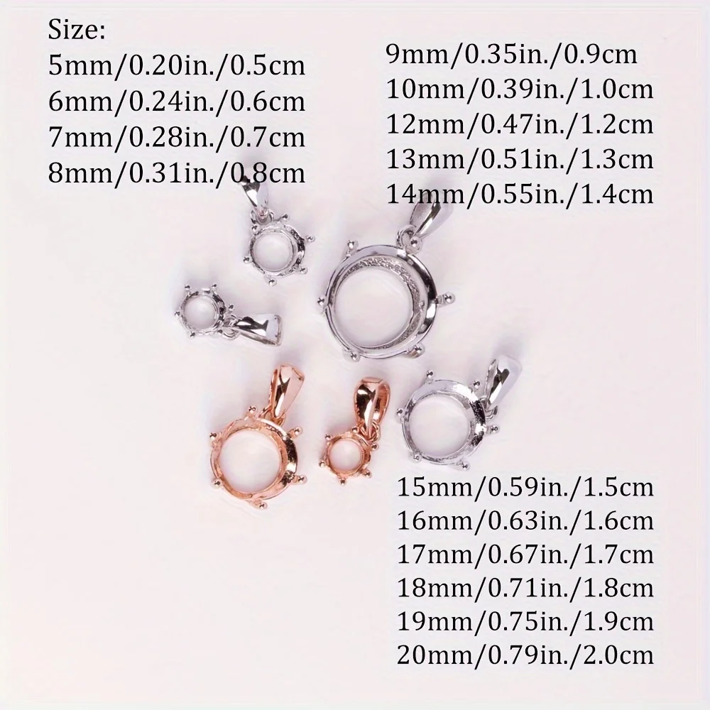 1 Stück 925 Sterling Silber 5-20mm runde 6 Zinken Lünette Anhänger Einstellung – Detail 1