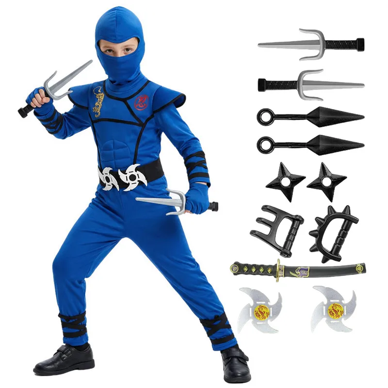 

Костюм ниндзя для мальчиков и девочек, наряд для выступлений воина в маске для малышей, Хэллоуин, аниме, ролевая игра, праздничный карнавальный костюм для вечеринки