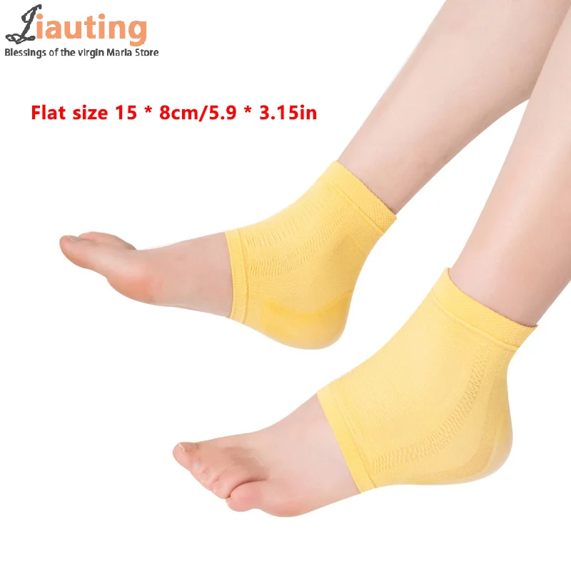 2 uds de cubiertas de protección de talón de silicona soporte de talón calcetines para el cuidado de los pies calcetines hidratantes y a prueba de grietas