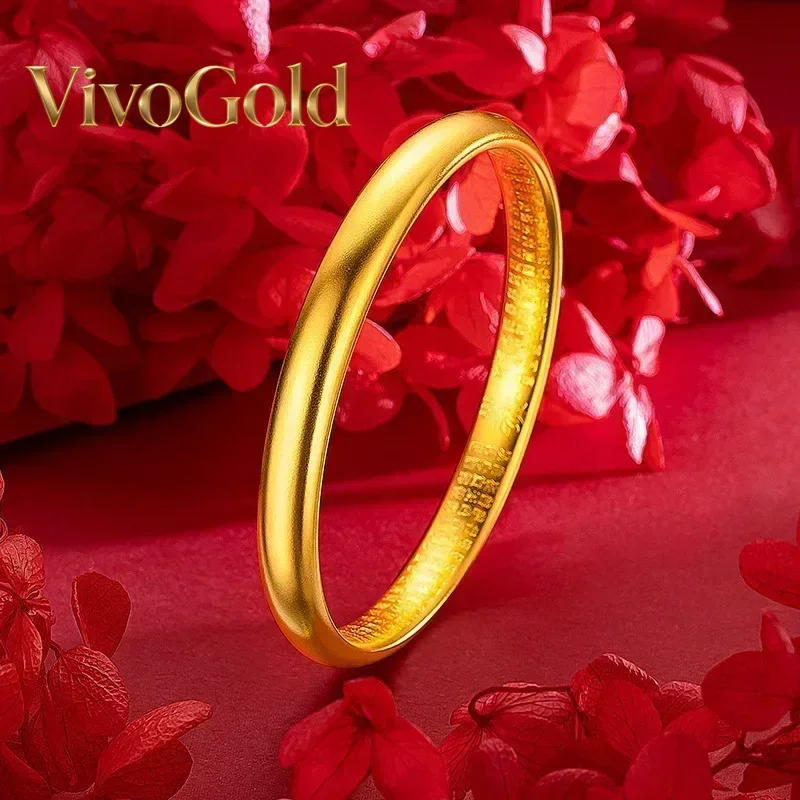

Браслет VivoGold из высококачественного золота 9999 пробы, 24K, матовое покрытие, традиционный дизайн, цельнометаллический, для женщин