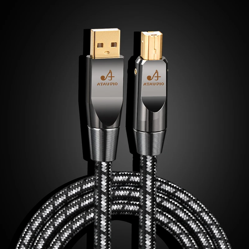 ATAUDIO HiFi-USB-Kabel, hochwertiges 7N OCC USB Typ A auf Typ B, OTG-plattiertes Gold-Audiokabel für PC DAC Mobile 6