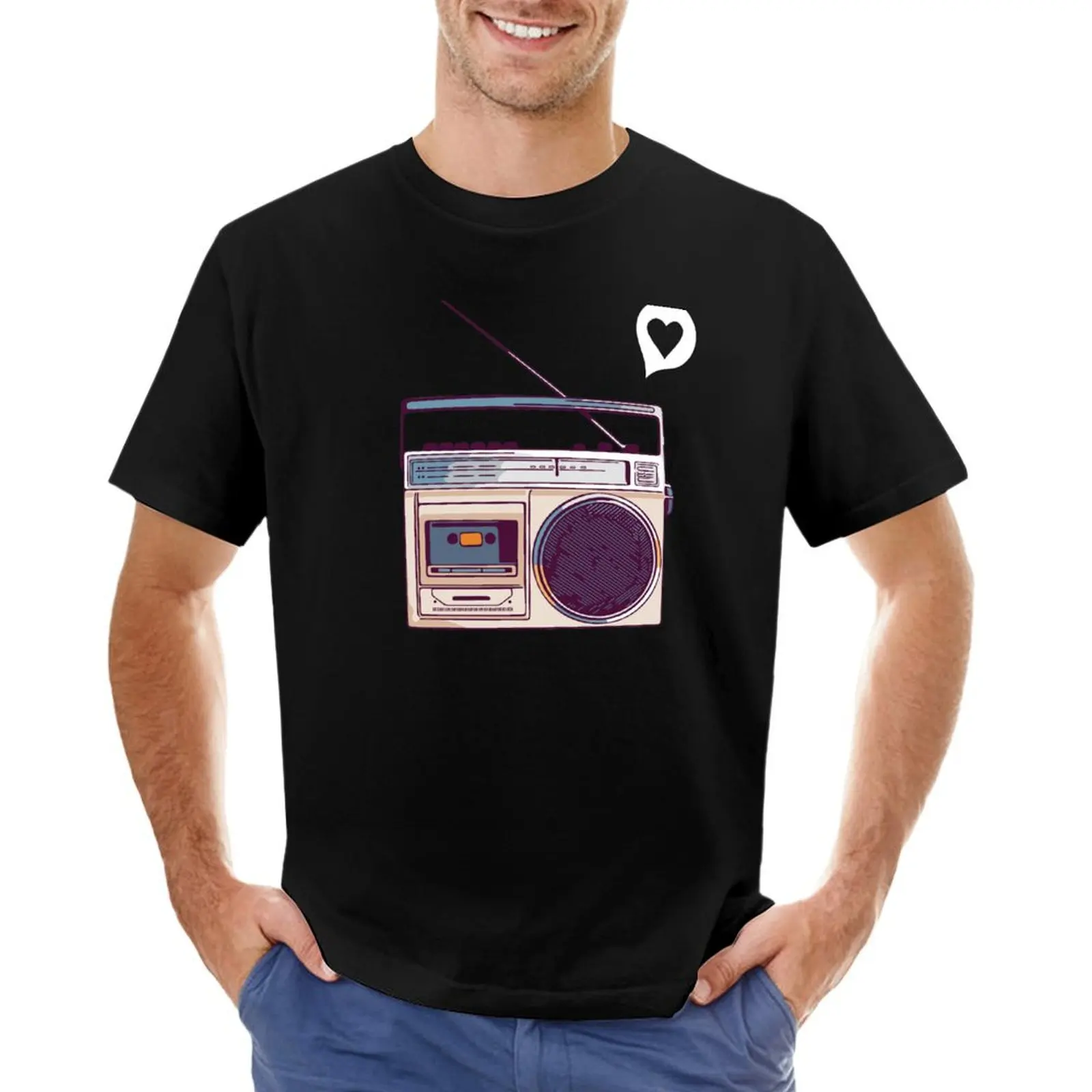 Retro Radio Boombox T-Shirt sweat man t shirt t shirts men