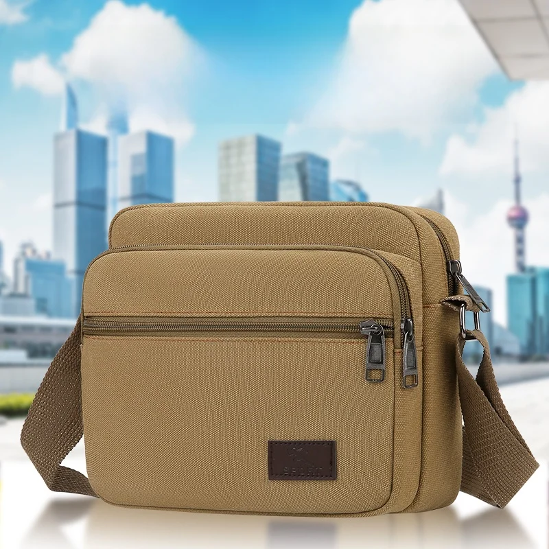 

Casual Large Capaci Canvas oulder Bag Men's Crossbody Bag Trendy Korean Sle Bapa Soft Handle Zipper Closure Leisure...